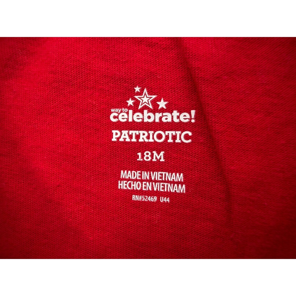 Way to Celebrate Patriotic Baby Girl 18M Peplum Tank Top Red Stars Bow Shirt - Picture 2 of 10
